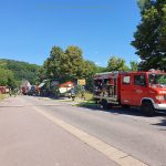 Brennender Mähdrescher in Hargarten