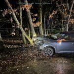 Baum droht nach Verkehrsunfall umzustürzen